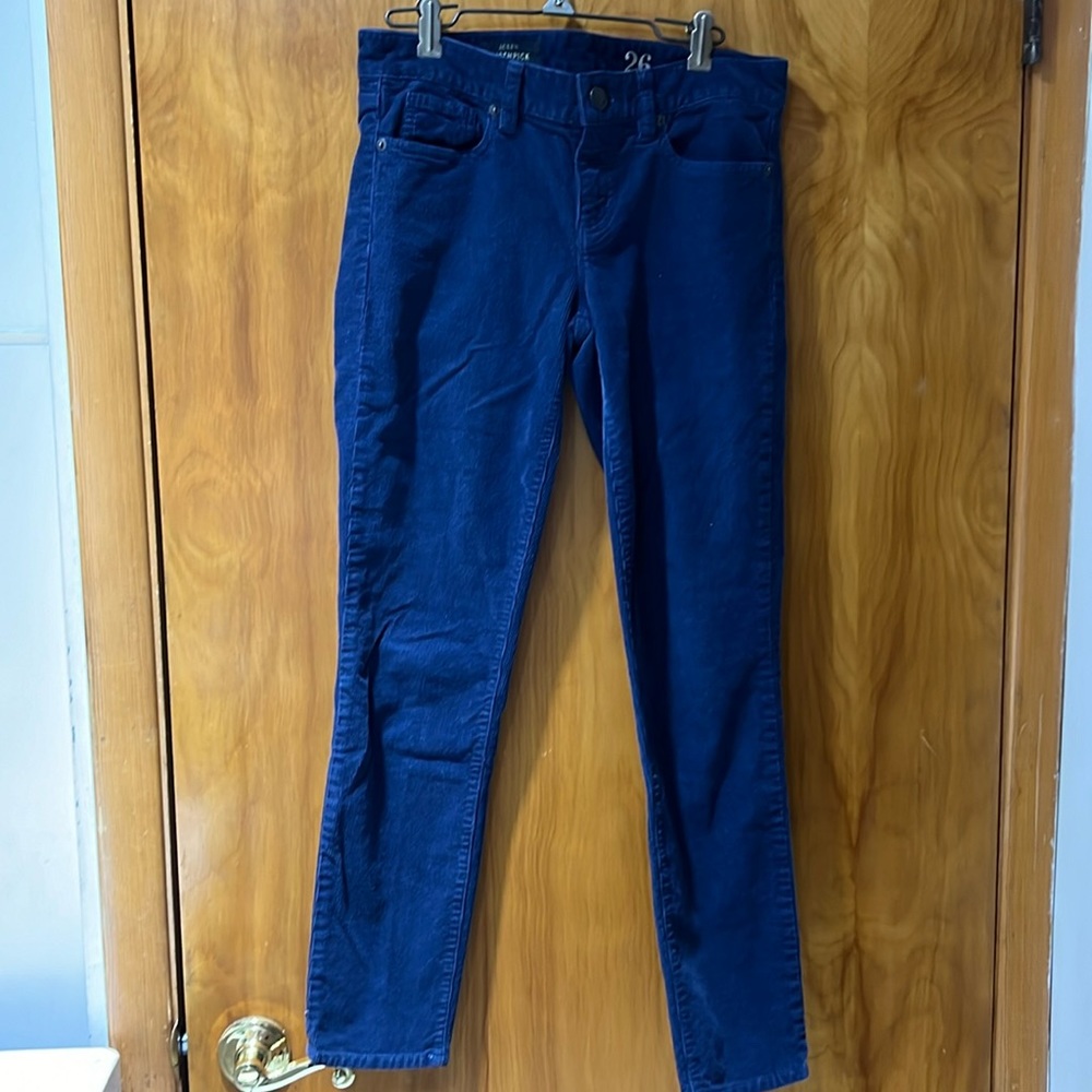 Women’s J.Crew toothpick navy corduroy size 26 ankle length pants